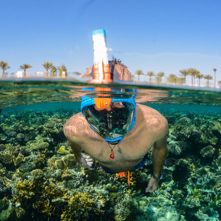 Маска полнолицевая для сноркелинга Oceanreef Aria QR+  (L-XL; синий)